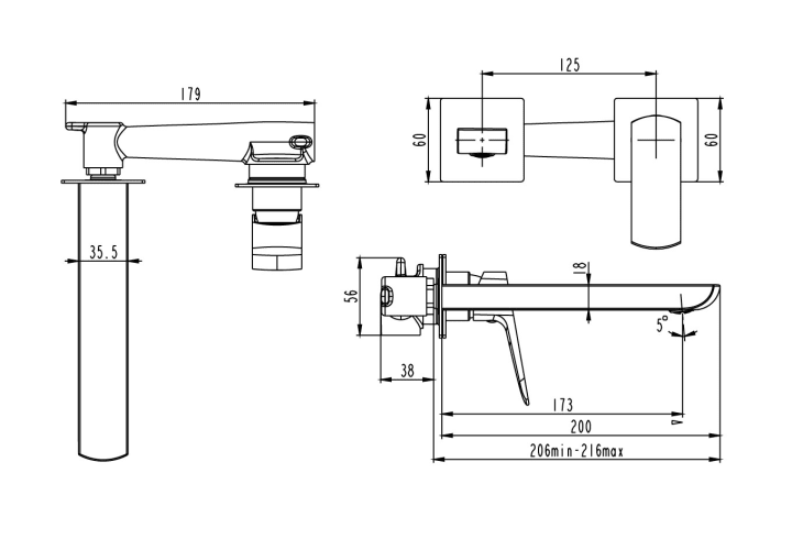 Robinet de lavabo encastré Marriot GME croquis 9