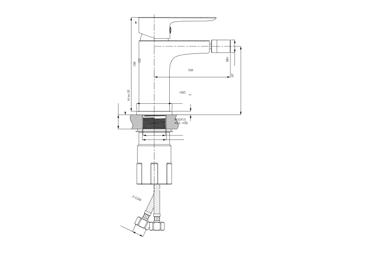 Mitigeur de bidet Cassio GME croquis 5