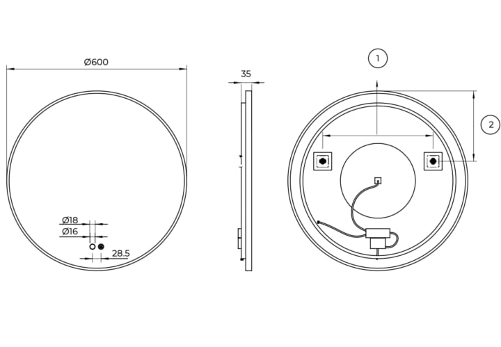 Miroir de salle de bains avec éclairage LED Fun Ledimex croquis 8