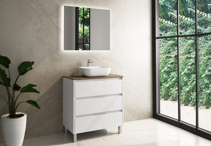 Meuble de salle de bains avec plan de toilette en bois Boston Bruntec principal 4