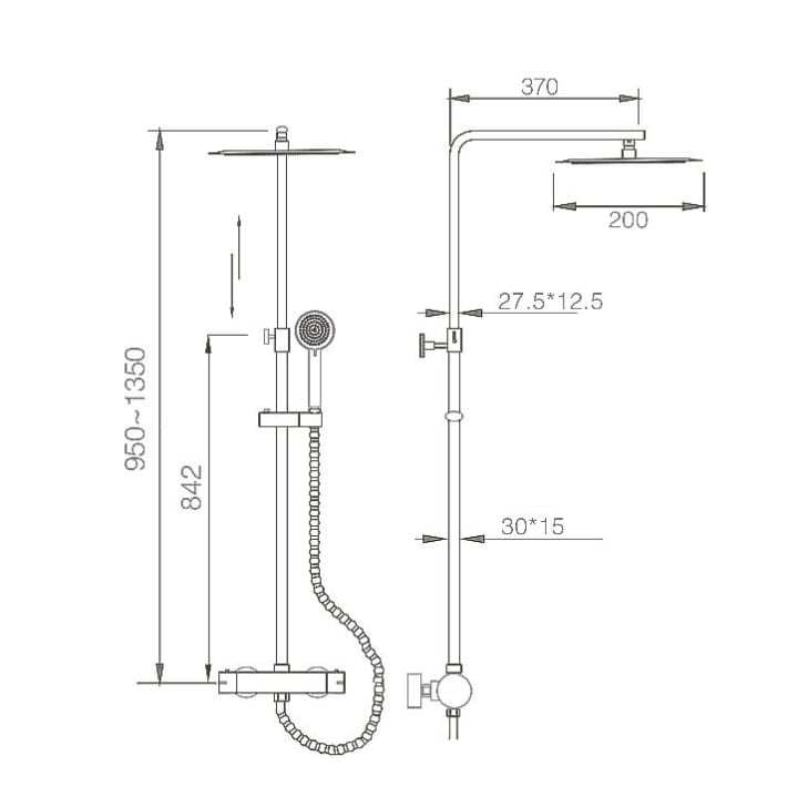 Conjunto de ducha Praga Imex croquis 5
