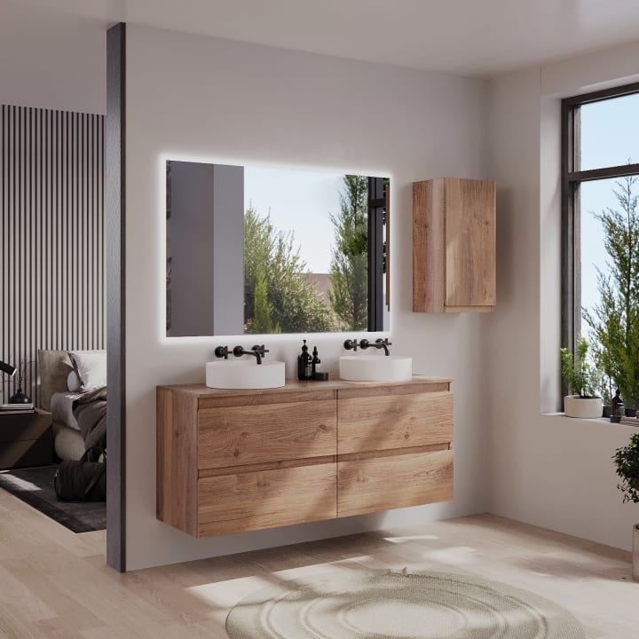 Meuble de salle de bains en bois avec plan de toilette Vilma Bruntec principal 2
