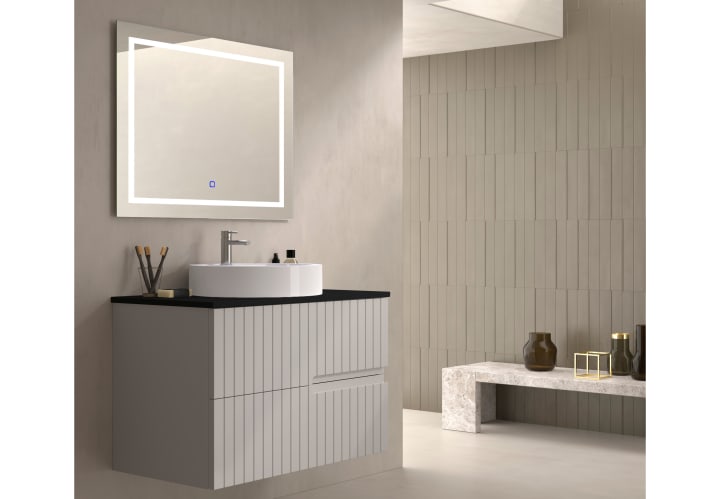 Meuble de salle de bain avec comptoir en pierre compacte noir Ebi Bruntec couleurs principal 3