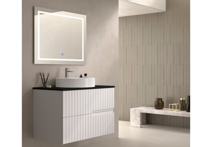Meuble de salle de bain avec comptoir en pierre compacte noir Ebi Bruntec couleurs principal 1