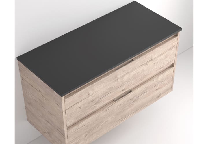 Meuble de salle de bain avec comptoir en pierre compacte noir Ebi Bruntec couleurs détail 10