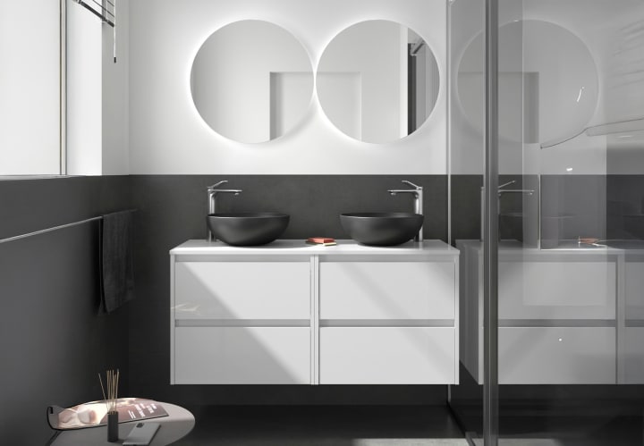 Meubles de salle de bains avec plan de toilette en bois Noja Salgar principal 2