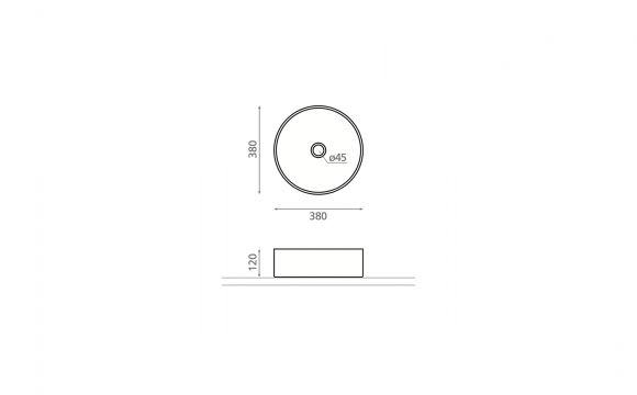 Lavabo sobre encimera Detroit Bathco croquis 5