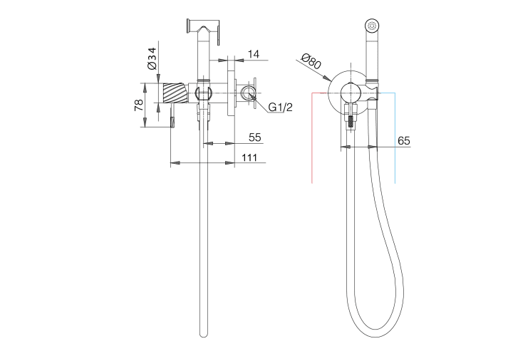 Douche hygiénique pour WC Imex Bless croquis 18