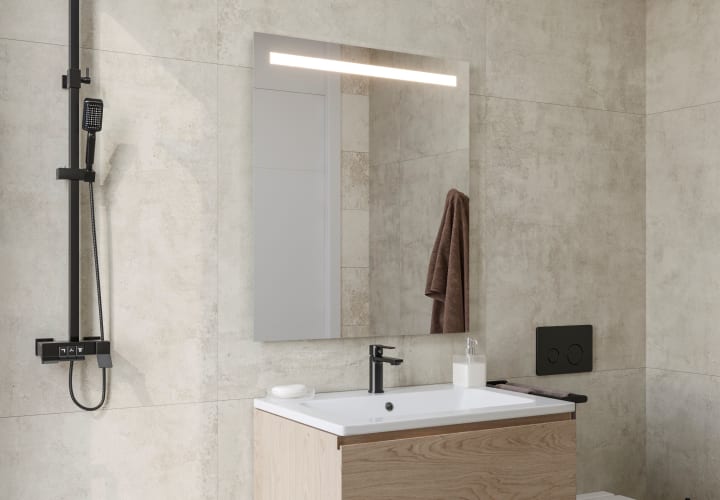 Miroir de salle de bain avec éclairage LED Tarim Bruntec principal 1