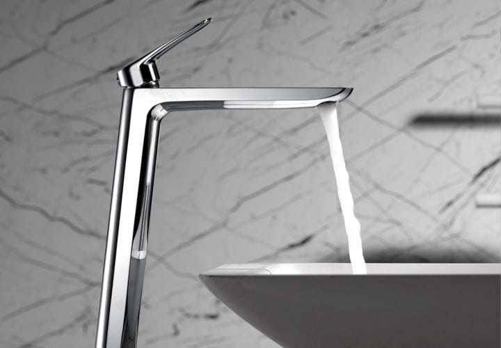Pack Robinet de lavabo à bec haut Bélgica Imex + Bonde à déclic environnement 4