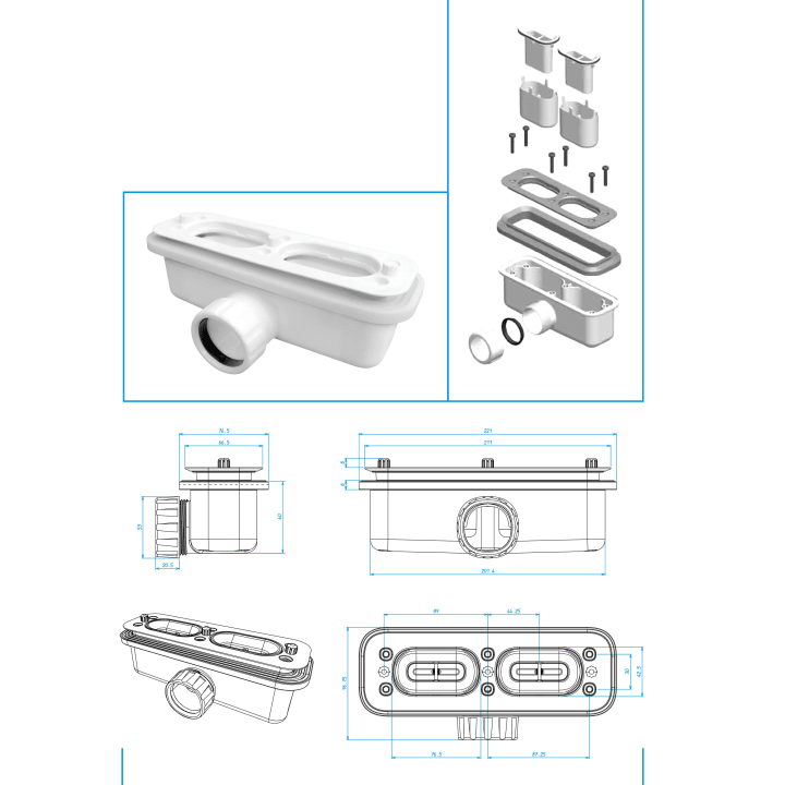 Receveurs de douche en résine Elite Bruntec croquis 11