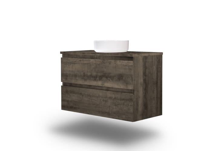 Meuble de salle de bains en bois laminé avec plan de toilette en bois Vilma Bruntec principal 8