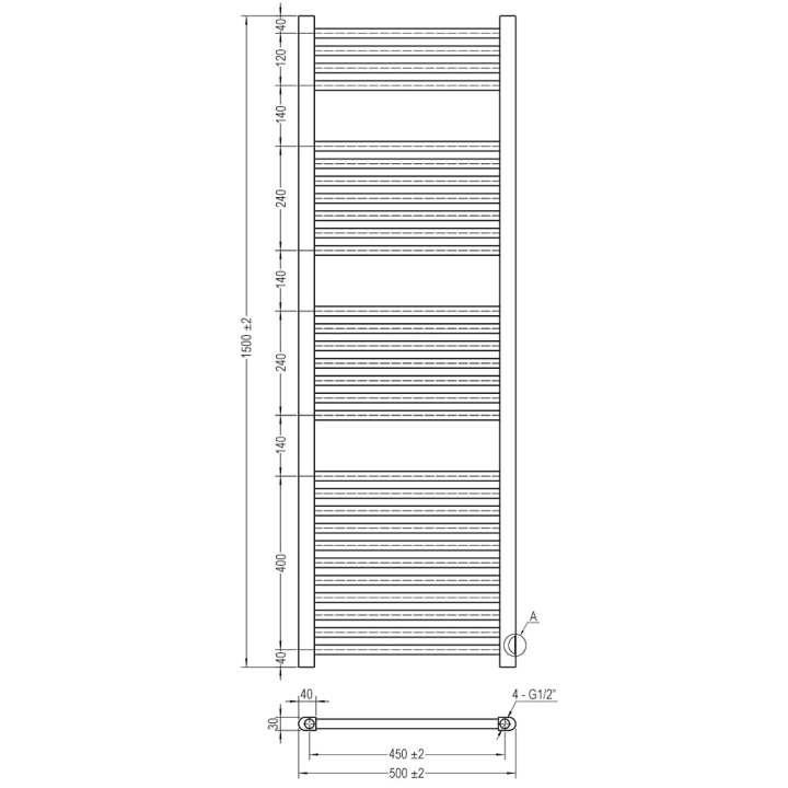 Radiateur porte-serviettes Lucca Oxen croquis 6