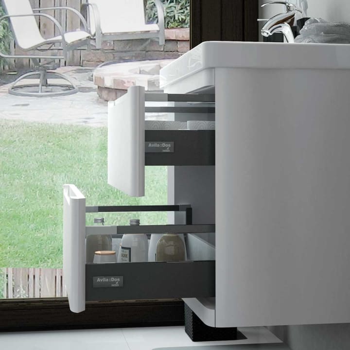 Loop Avila Dos meuble de salle de bain compact en pierre avec plan de toilette détail 1