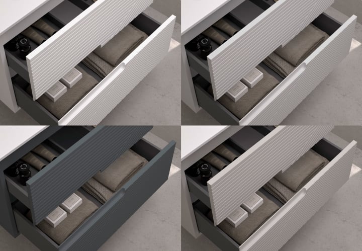 Mueble de baño con encimera piedra compactada negra Lia Bruntec colores detalle 12