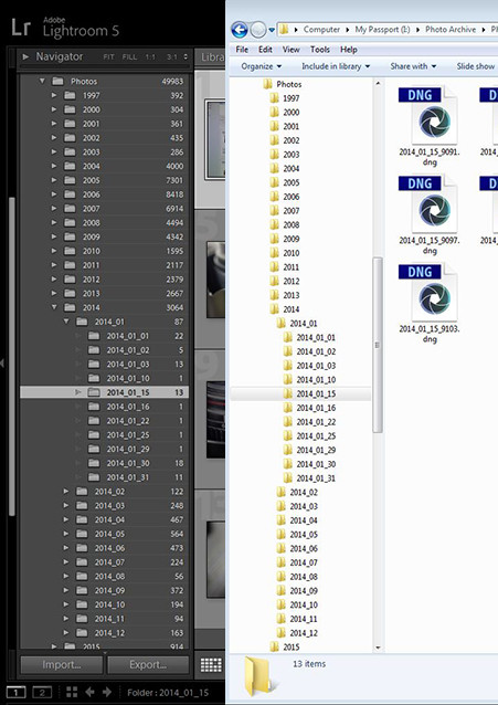 Lightroom and explorer folder structure