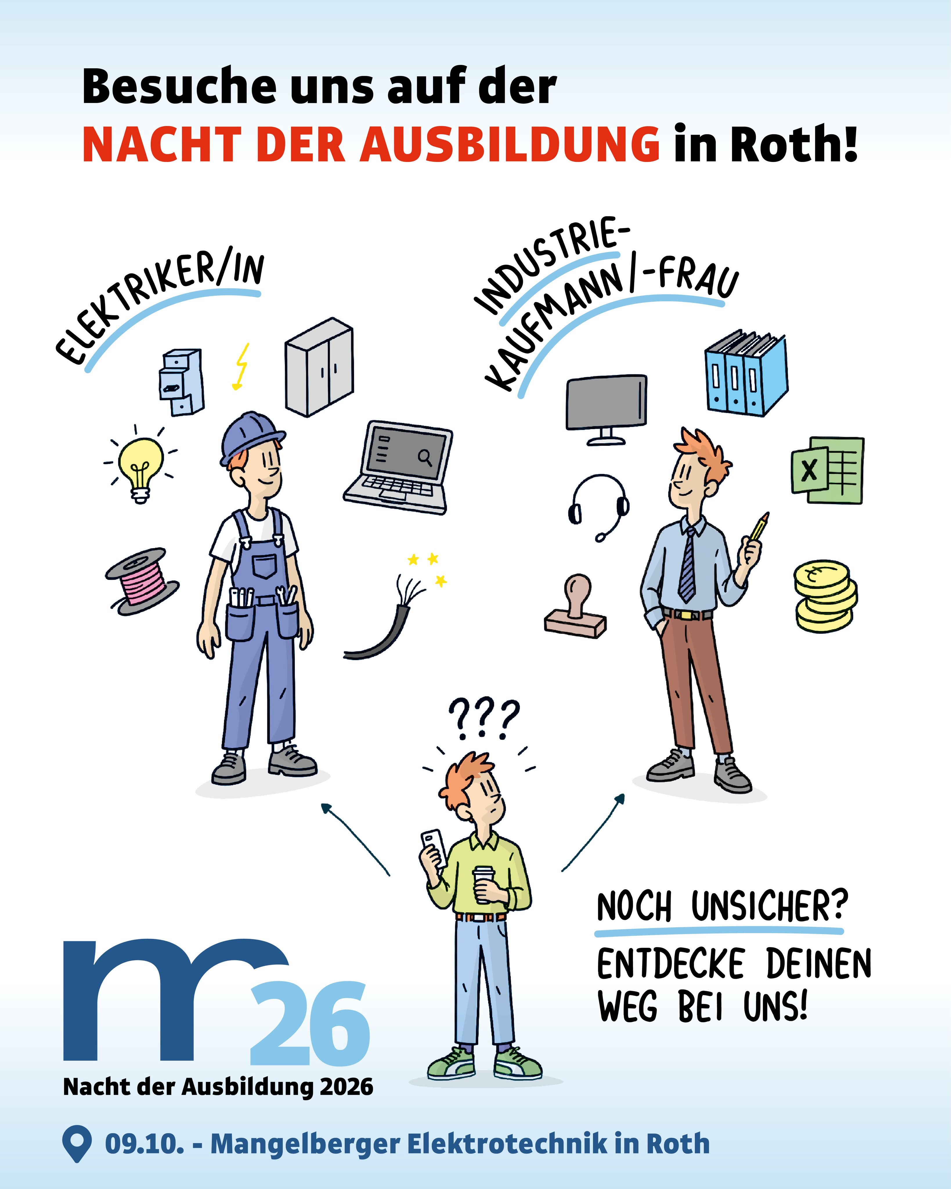 Du weißt noch nicht, wie es nach der Schule weitergehen soll?
Dann besuche uns auf der Nacht der Ausbildung und finde h