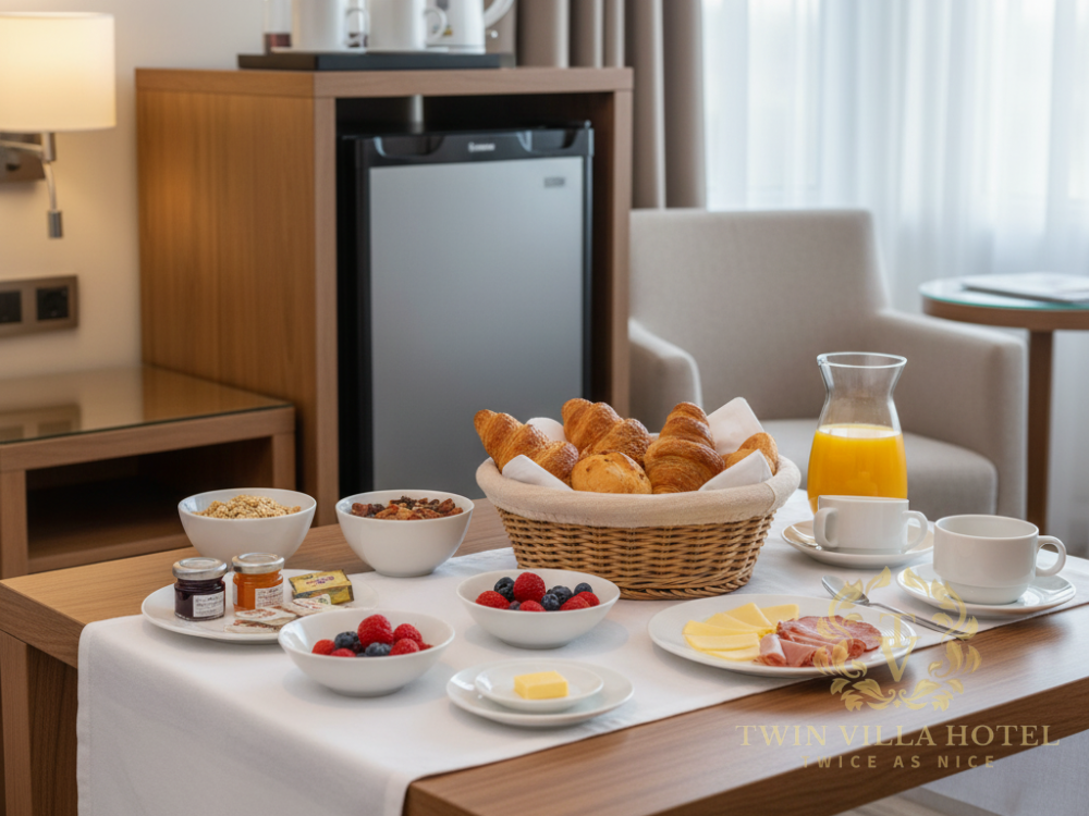 In-Room Refreshments & Breakfast in twin villa hotel, majek, sangotedo, lagos state