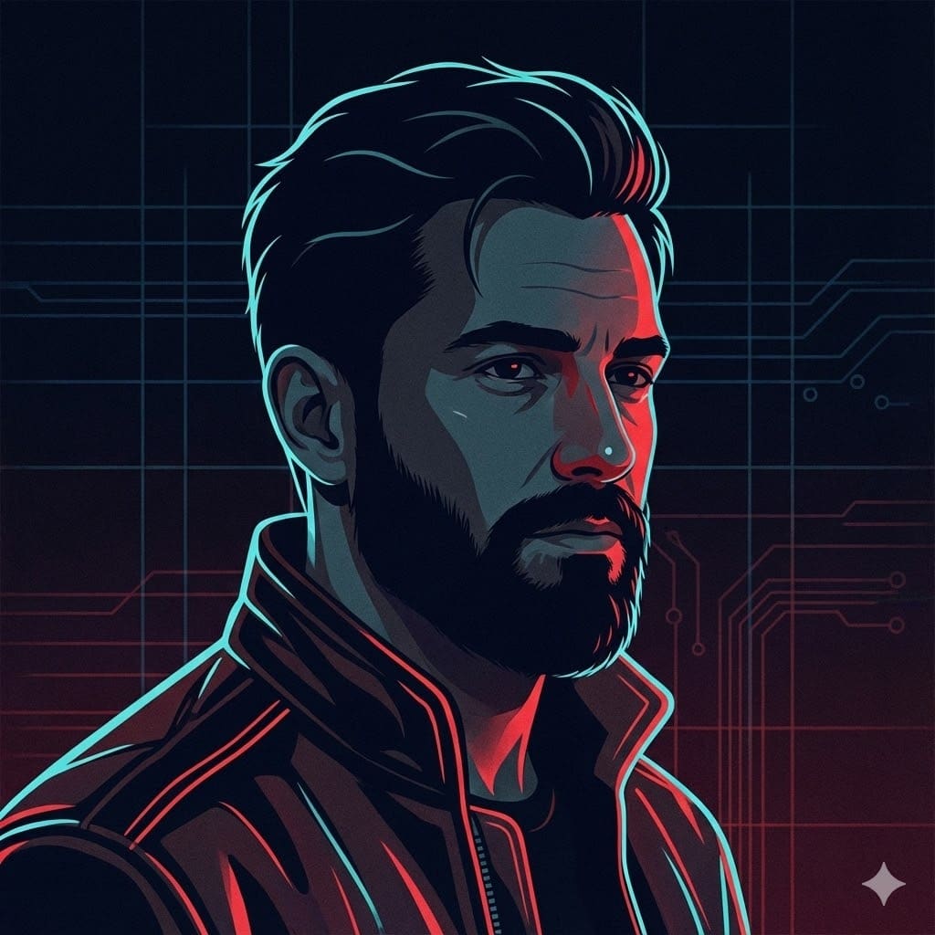 {
"action": "generate",
"aspect_ratio": "1:1",
"prompt_details": {
"style": "Vector illustration with a synthwave noir aesthetic, digital flat art with grainy texture",
"subject": "A person whose facial identity and features are preserved exactly as in the reference image",
"lighting": "High-contrast dual-tone lighting, cyan rim lighting combined with deep red ambient highlights, cinematic chiaroscuro effect",
"color_palette": "Deep navy blue, electric cyan, vibrant crimson, and charcoal black",
"composition": "Minimalist portrait, centered or profile view, clean sharp edges with subtle film grain overlay",
"environment": "Void-like dark background to emphasize the glow and silhouette",
"technical_specs": "Clean vector lines, duotone shading, graphic novel influence, sharp focus on facial contours"
}
} (use my image with accurate face 100%)