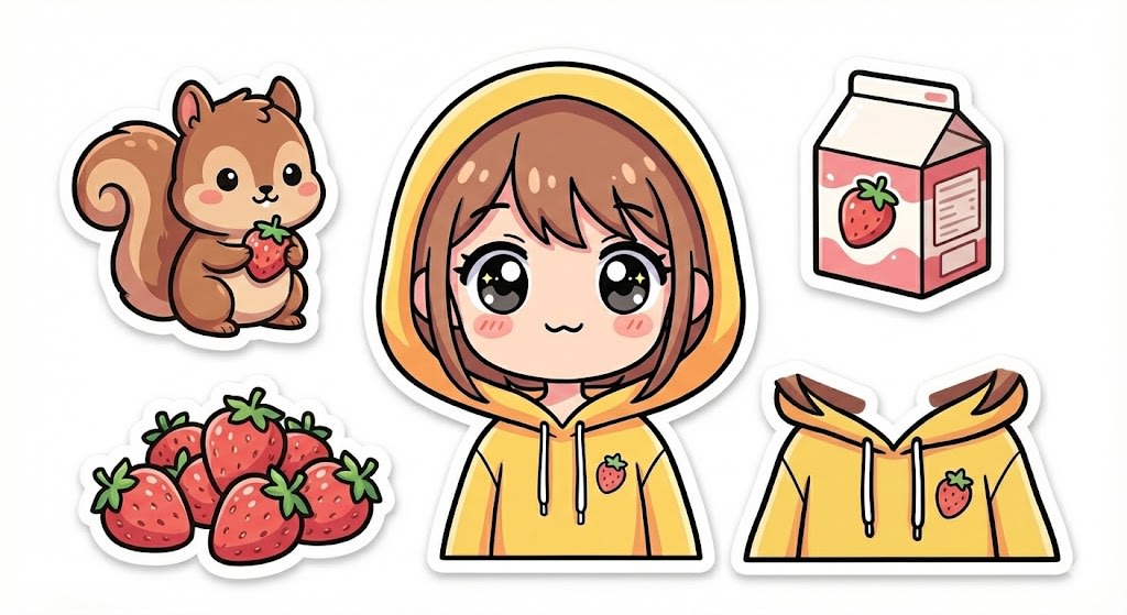 A kawaii-style sticker of the image. The design features bold, clean outlines, simple cel-shading, and a vibrant color palette, with a white background. of a person