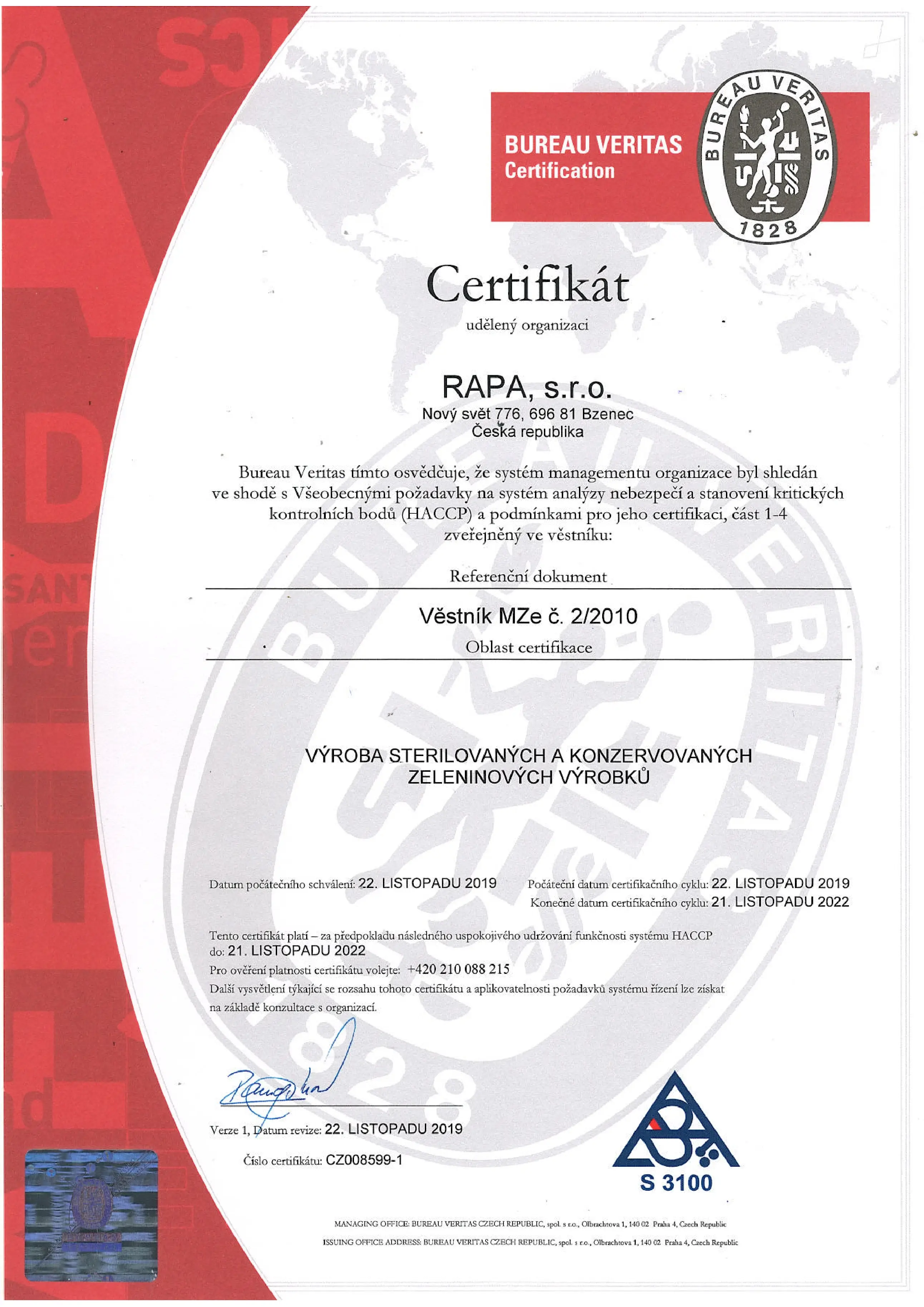 Certifikace RAPA, s.r.o.