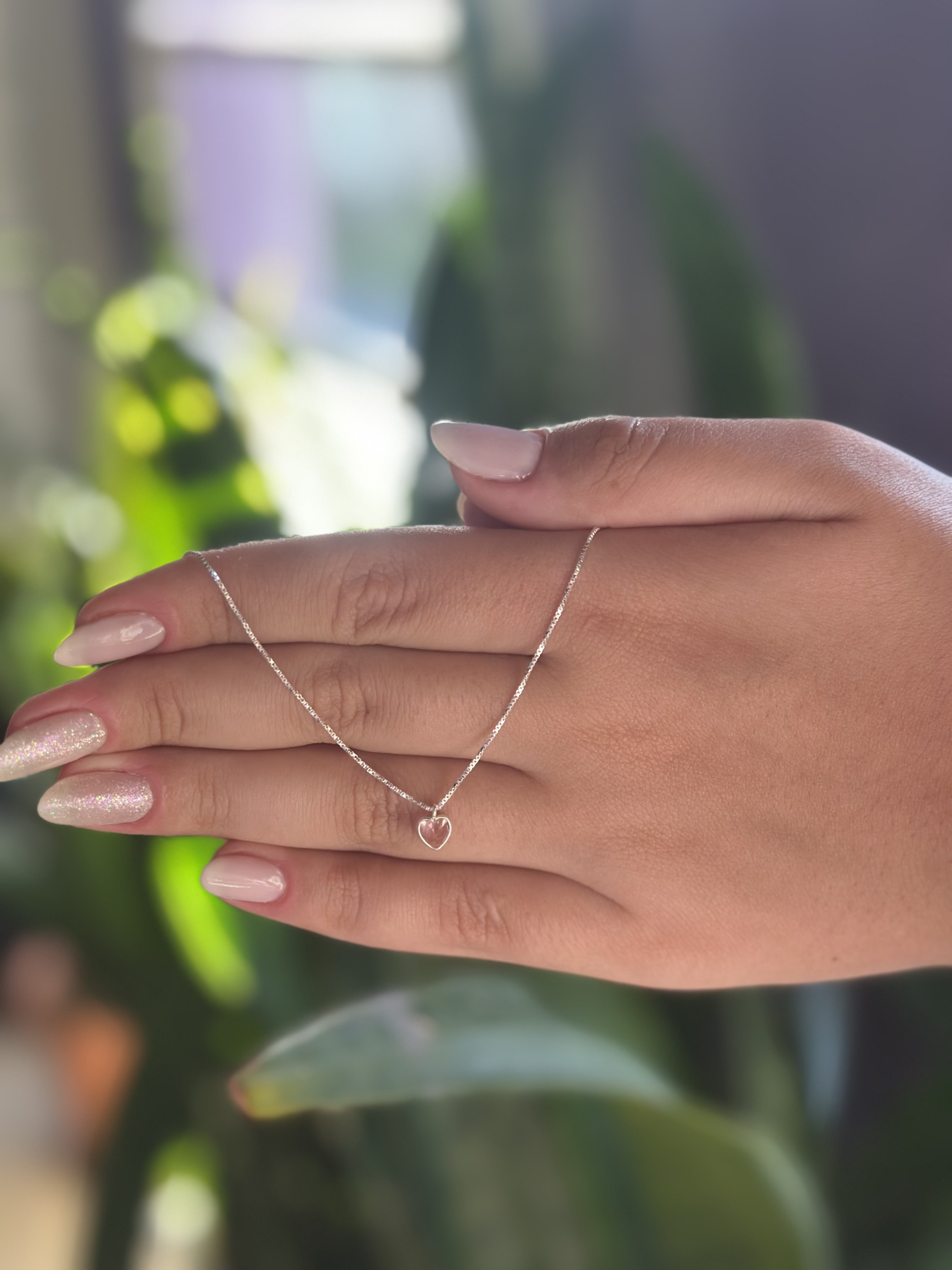 Colar coração rosa claro 