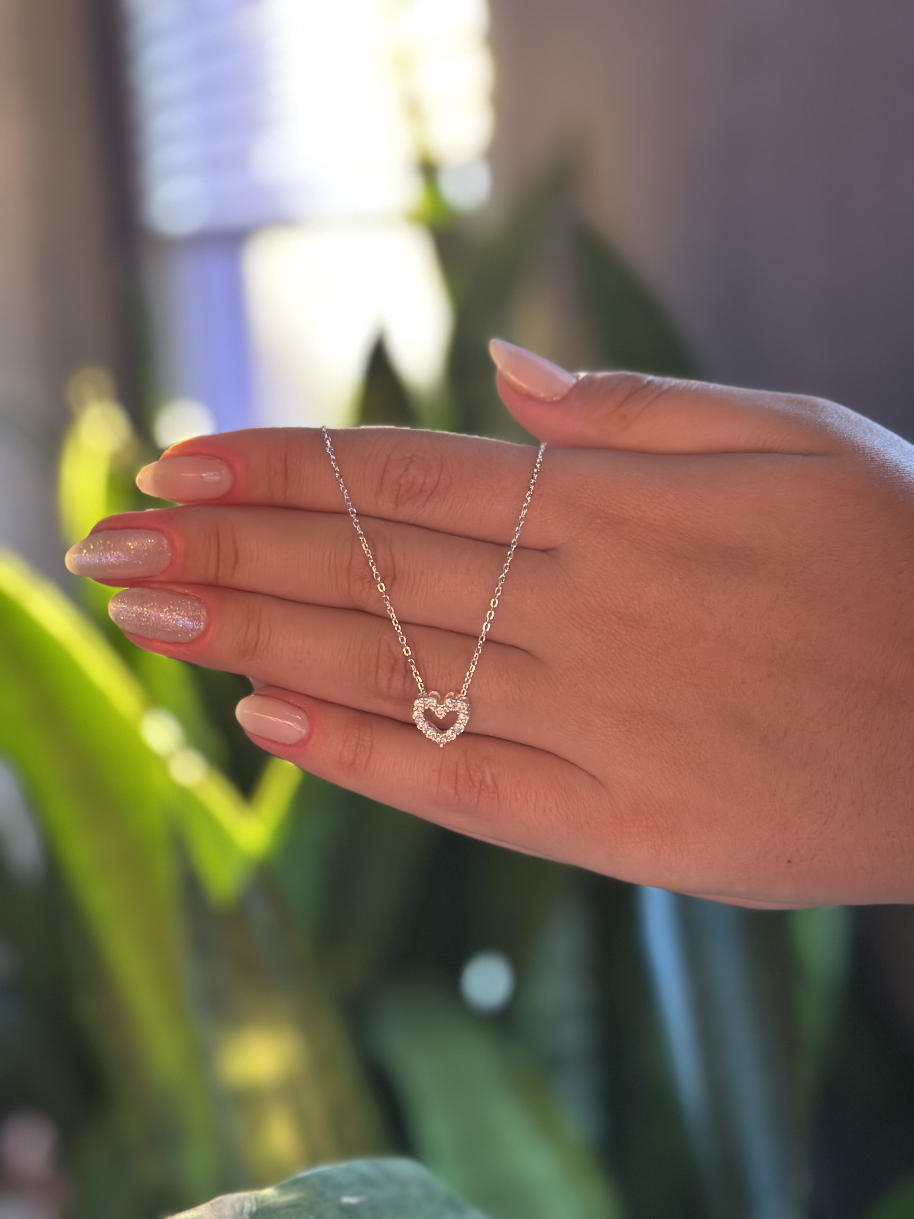 Colar coração cravejado