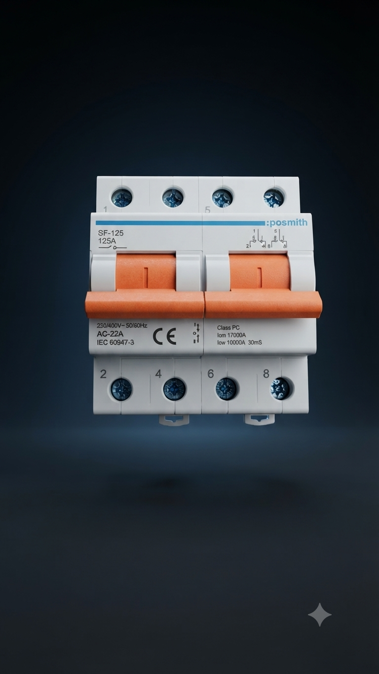 Posmith SF-125 125A AC-22A IEC 60947-3 Modular Isolator Switch Braker change over 2 pole