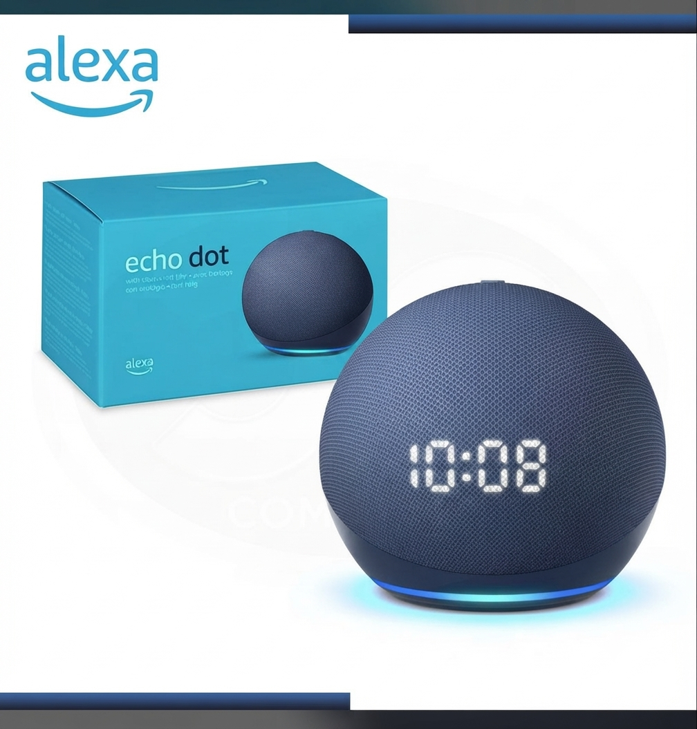Amazon Echo Dot (5th Gen) with Clock - Smart Speaker with Alexa and LED Display, Deep Sea Blue