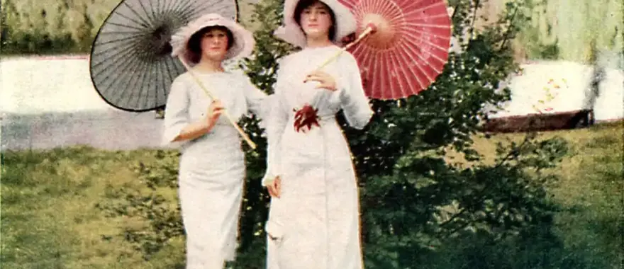 A vibrant Kodachrome slide or Autochrome photograph showing the distinctive colour palette of early colour photography