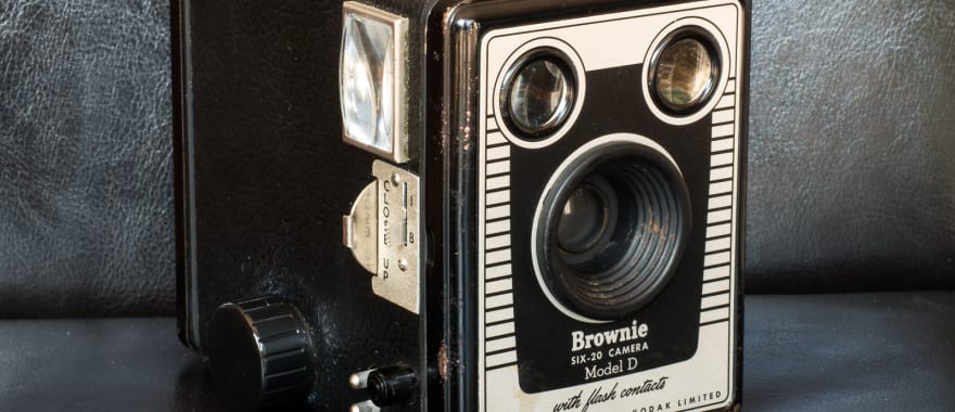 An original Kodak Brownie box camera from 1900, or an early Kodak No.1 camera