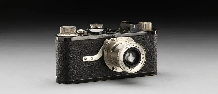 An original Leica I camera from 1925 — the first commercially successful 35mm camera