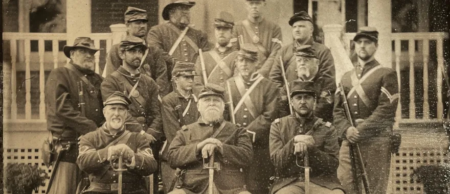A wet collodion plate photograph from the 1860s — a Civil War portrait or landscape