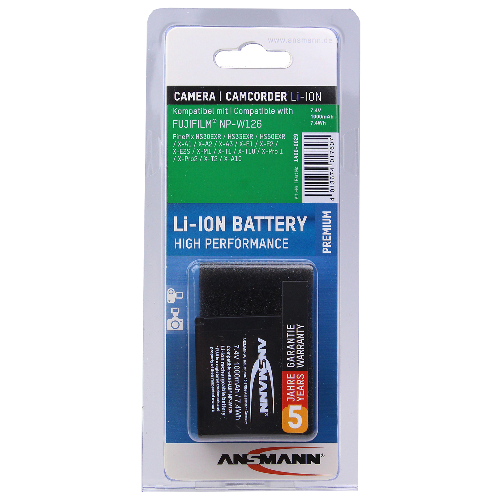 Ansmann NP-W126 Battery (replacement for Fujifilm NP-W126)