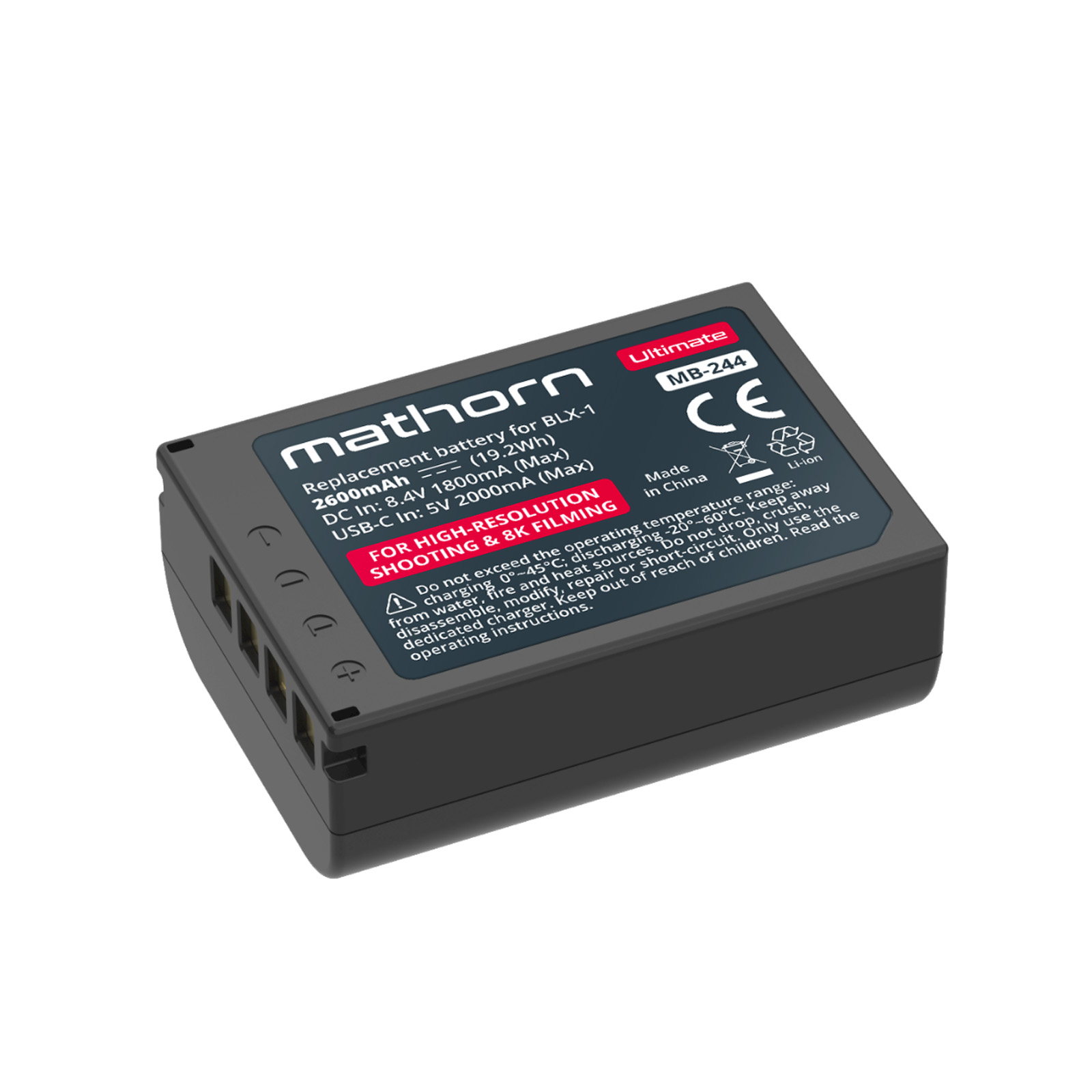 Mathorn MB-244 Battery for OM System BLX-1