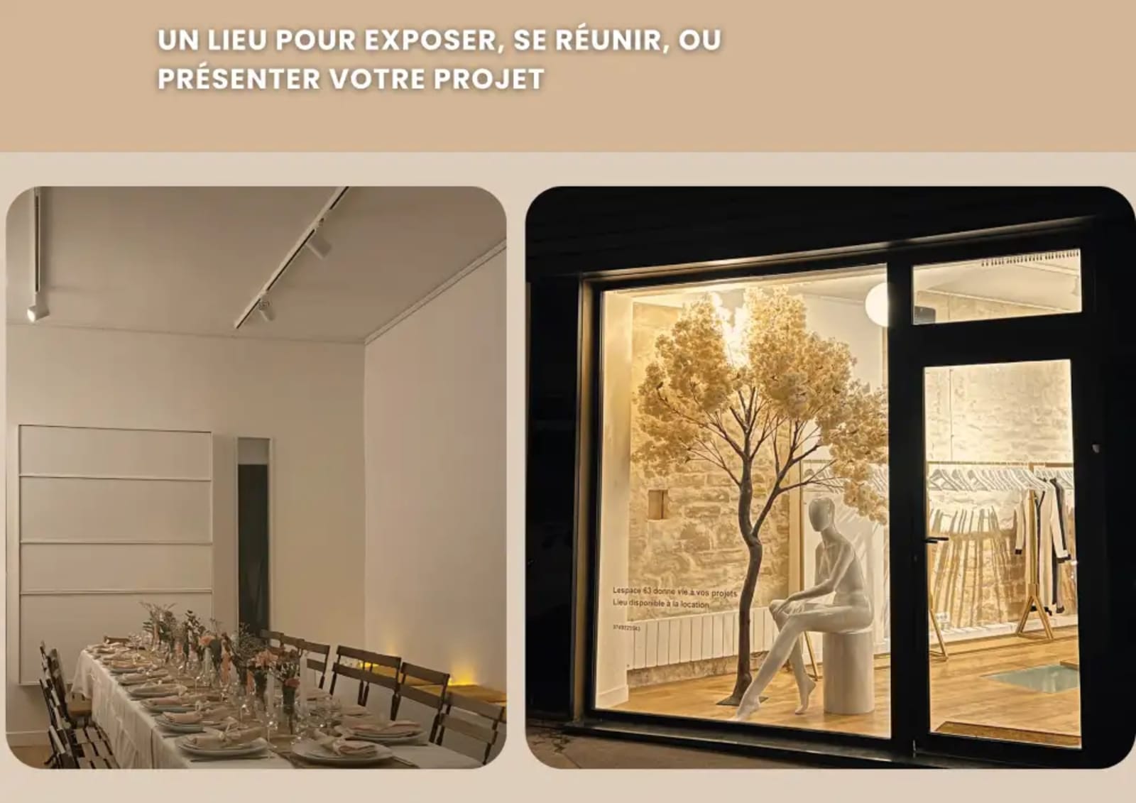 Prise de vue latéral de l'intérieur de l'espace à loué, Lespace 63