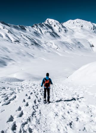 Image Une personne en montagne en raquettes