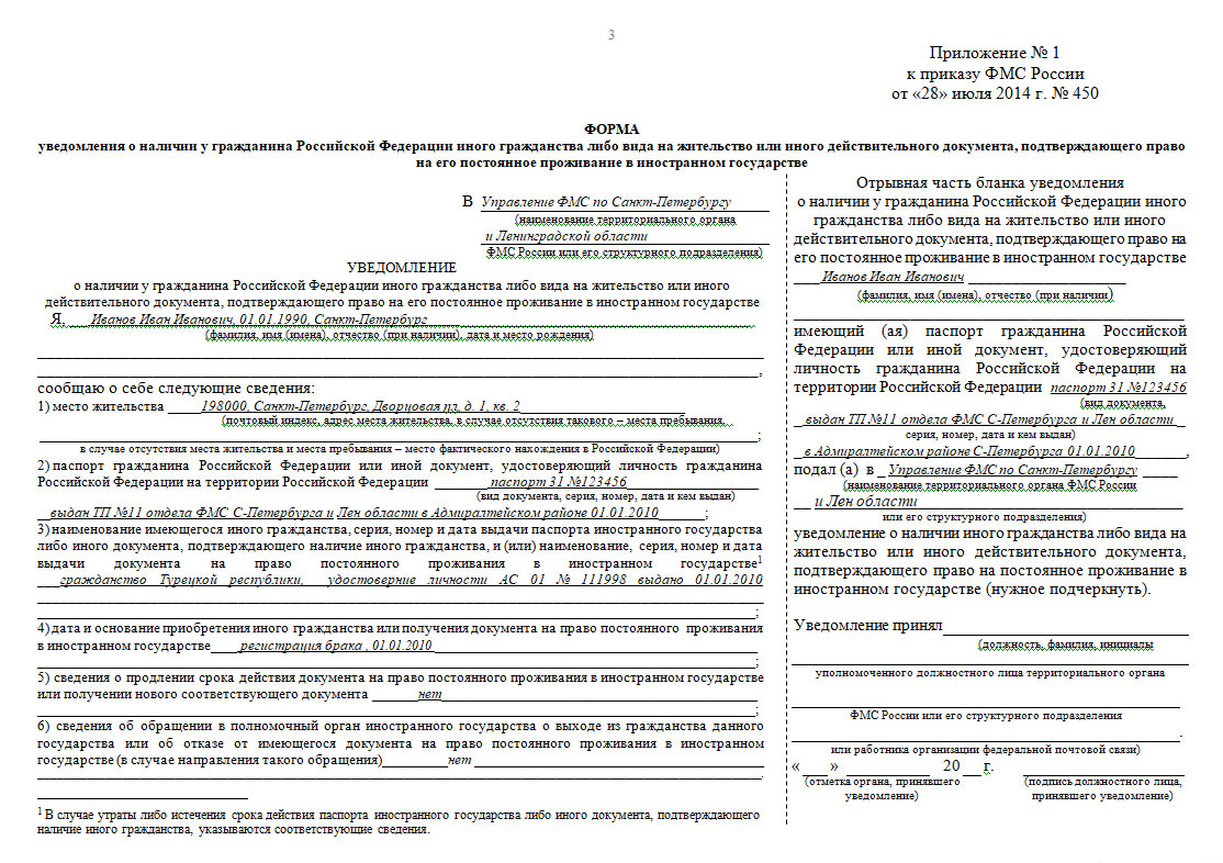 Образец уведомлении о подтверждении проживание