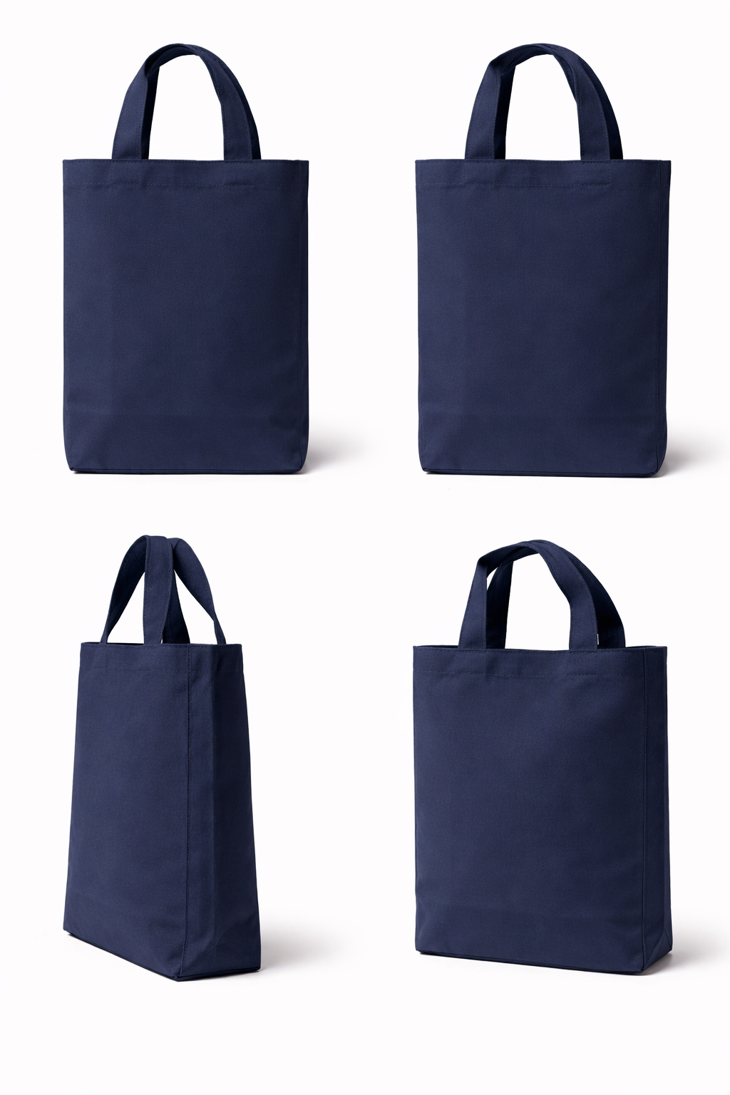 Navy Blue Canvas Shopping Tote Bag – 100% Cotton Reusable Carry Bag - 2