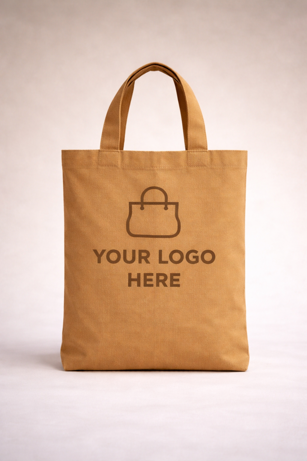 Khaki Canvas Shopping Tote Bag – 100% Cotton Reusable Carry Bag