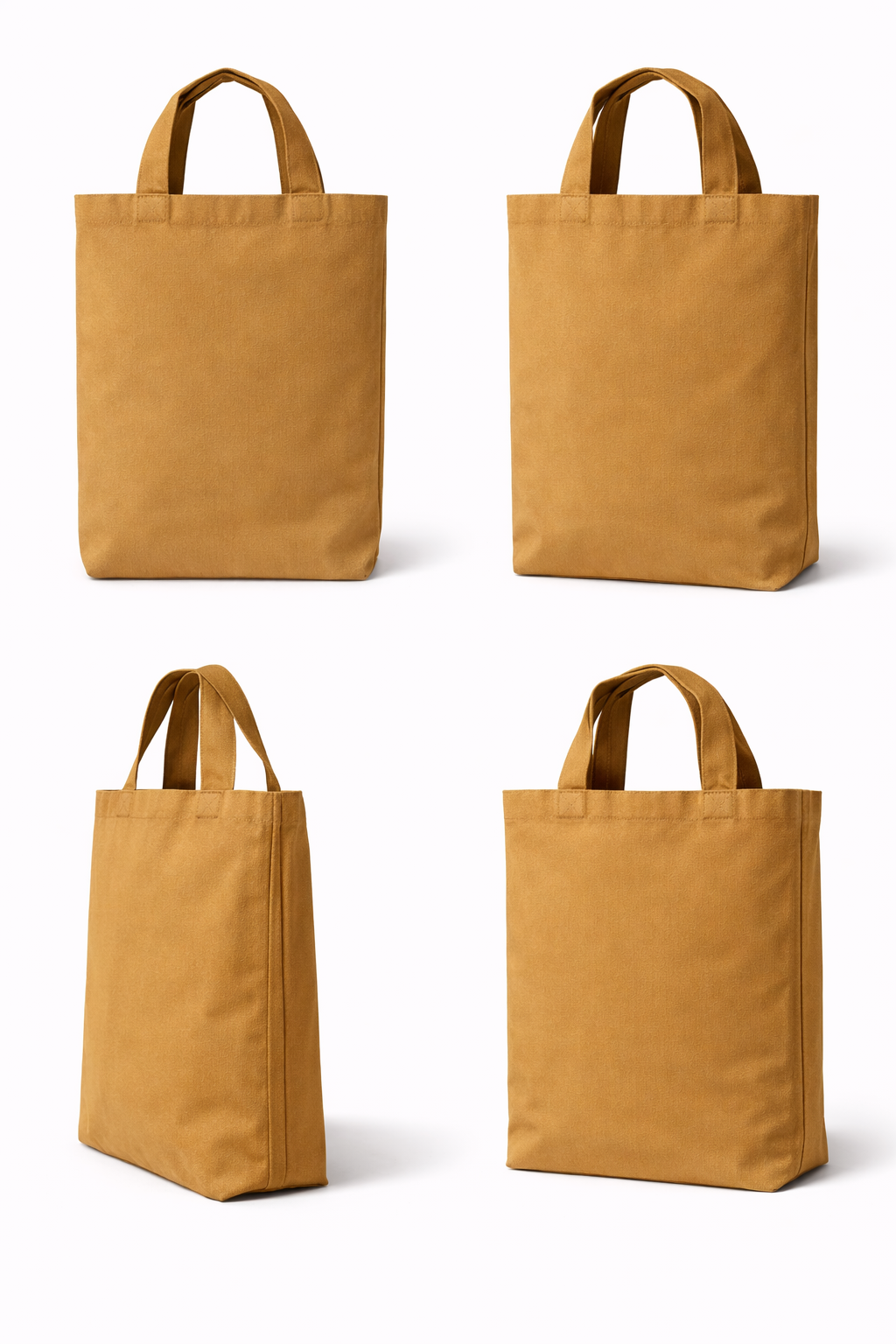 Khaki Canvas Shopping Tote Bag – 100% Cotton Reusable Carry Bag - 2