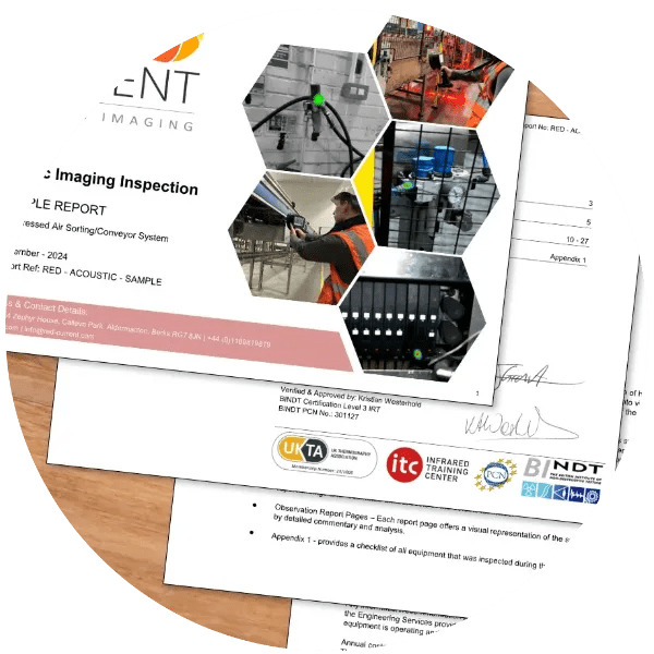Acoustic Imaging Compressed Air Sample Report Page.