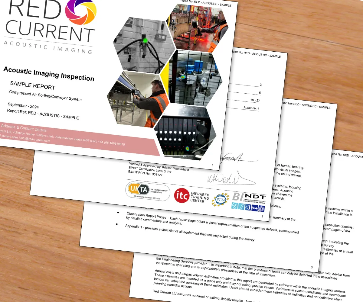 Acoustic Imaging Compressed Air Sample Report Page