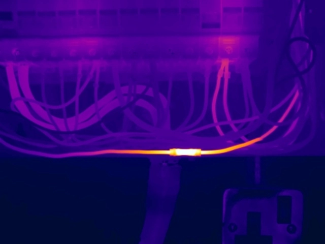 Thermal image showing a loose crimped connection in a consumer unit