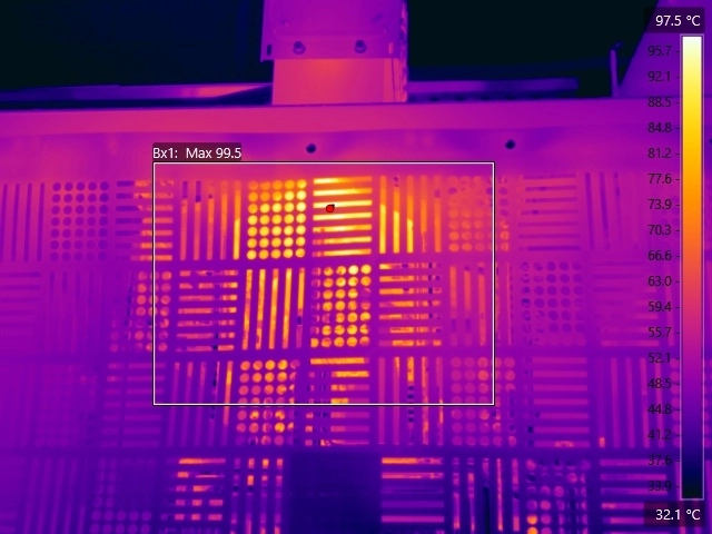 Thermal image showing overloaded busbar supplying data centre equipment