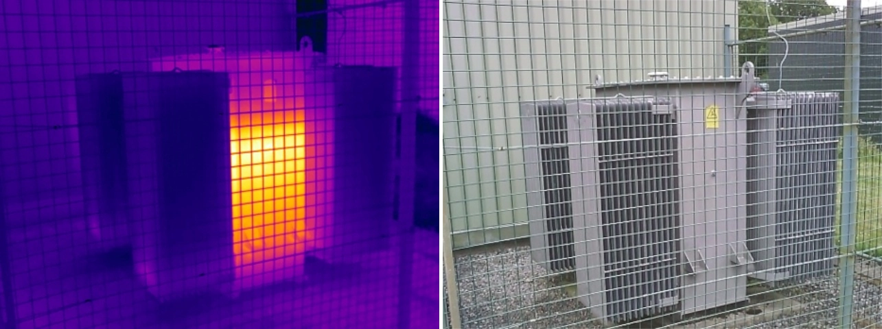 Thermal and visual comparison of an abnormal transformer temperature profile associated with a dangerously low oil level