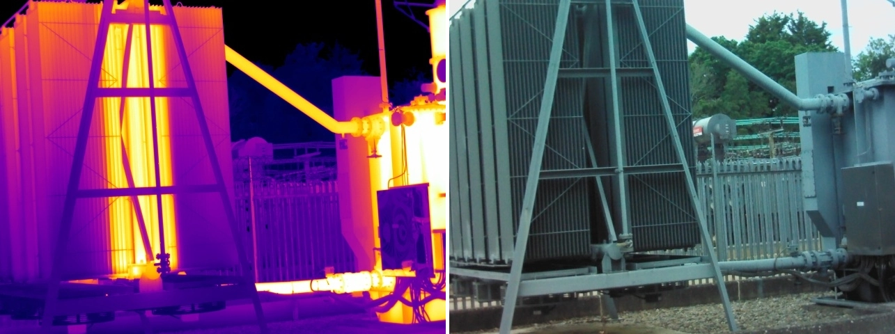 Thermal and visual comparison of abnormal cooling distribution associated with a 132kV transformer oil pump operating in reverse