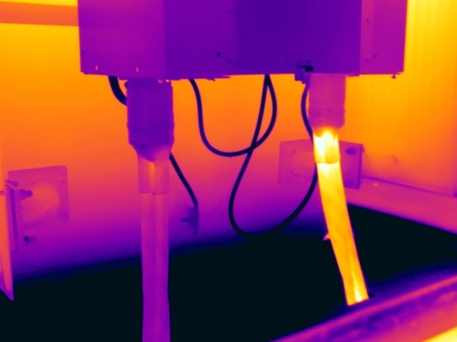 Thermal image showing temperature rise on one ring cable connected to an RMU, indicating a possible internal Ring Main Unit issue