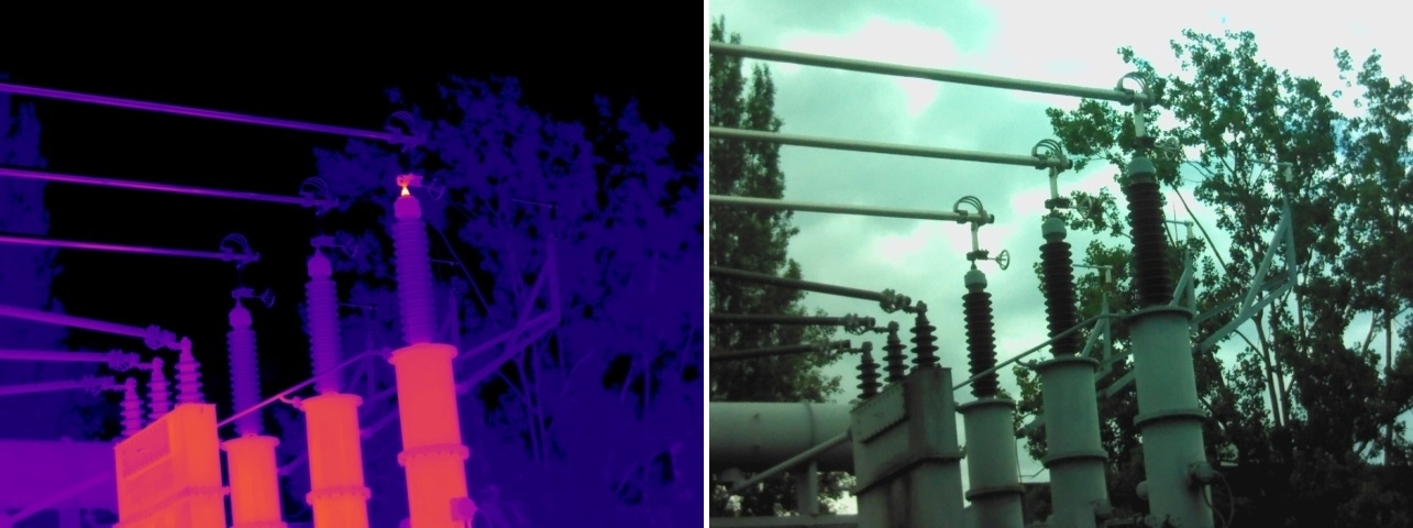 Thermal and visual comparison of high resistance at a 132kV transformer bushing connection reported as a Priority 1 anomaly