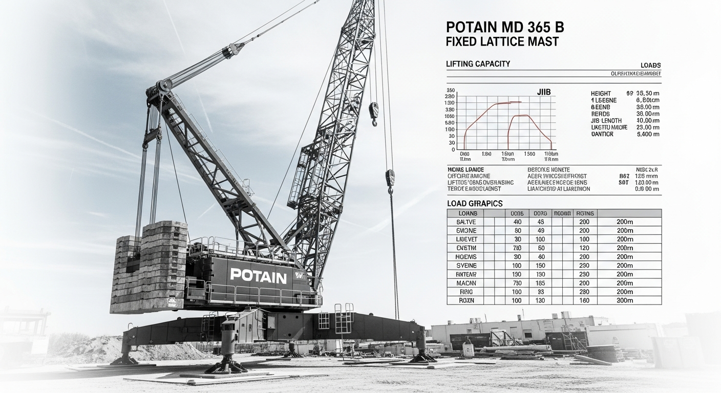 Location Grue Potain MD 365 B : Fiche Technique Complète & Prix 2